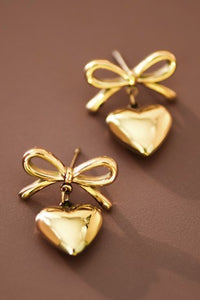 The Adeline Bow Heart Earrings