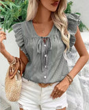 The Harper Stripe Ruffle Blouse