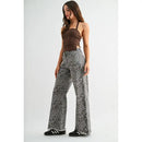 Mica Denim Wild Side High-Rise Leopard Wide Leg Jeans