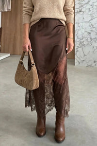The Mocha Lace Midi Skirt