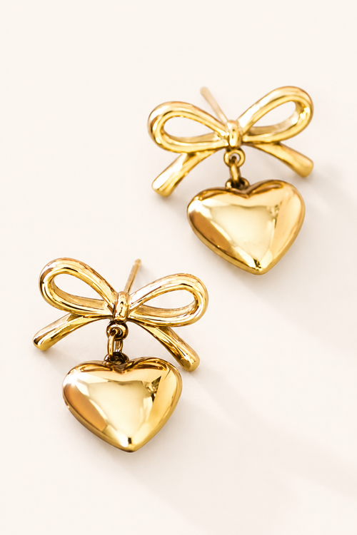 The Adeline Bow Heart Earrings