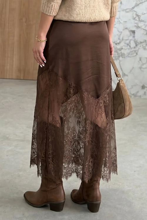 The Mocha Lace Midi Skirt