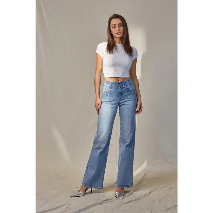Mica Denim Madison High-Rise Wide Leg Jeans